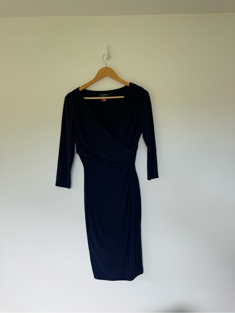 Lauren Ralph Lauren Navy Long-Sleeve Wrap Sheath Dress